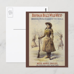 Vintag Miss Annie Oakley, Western Cowgirl Postkarte