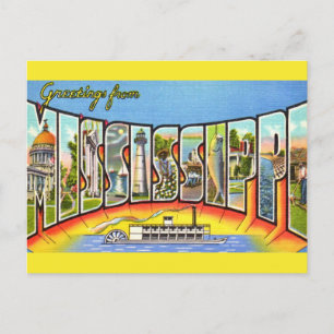 Vintag Mississippi Grüße Postkarte