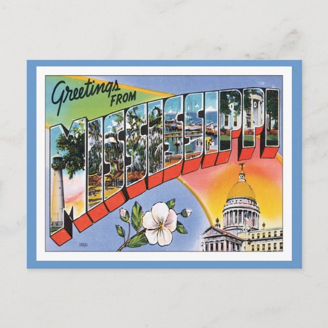 Vintag Mississippi Postkarte (Vorderseite)