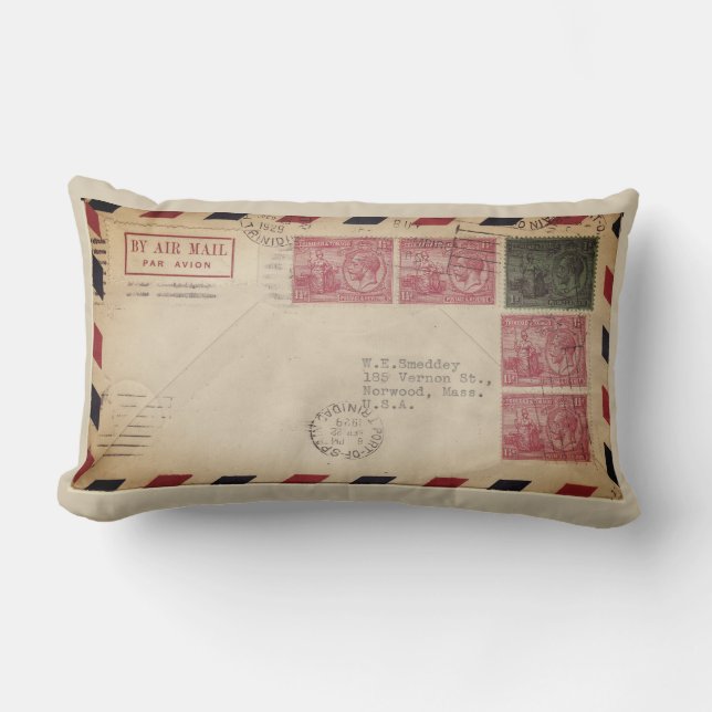 Vintag mit Air Mail Lumbar Kissen (Vorderseite)