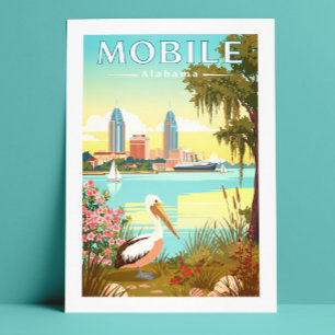 Vintag Mobile Alabama Postkarte