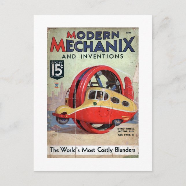 Vintag Modern Mechanix Magazin Postkarte (Vorderseite)