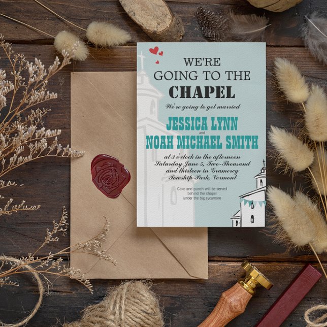 Vintag Modern Wir gehen zur Kapellhochzeit Einladung (Von Creator hochgeladen)