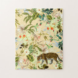 Vintag Moderne Blume Tiger Dschungel