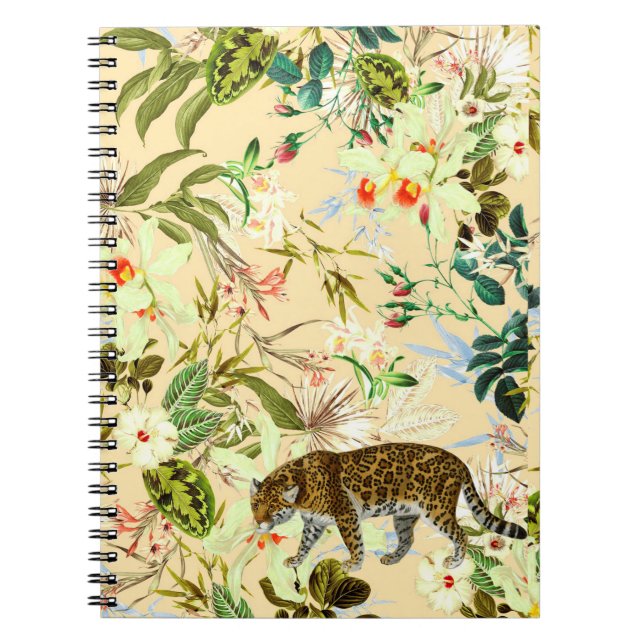 Vintag Moderne Blume Tiger Dschungel Tropisch Notizblock (Vorderseite)