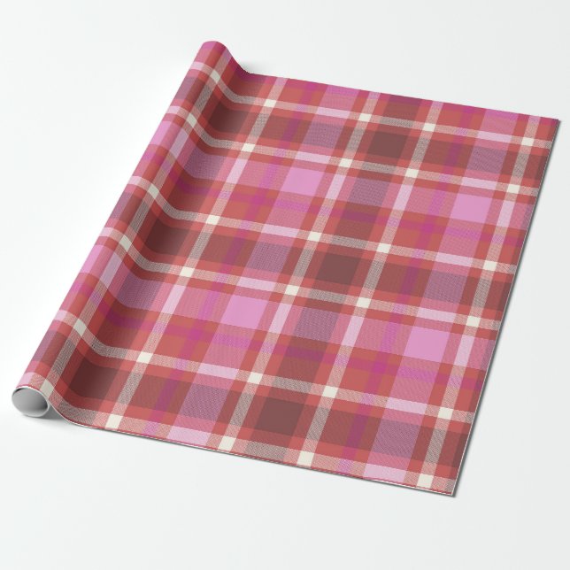 Vintag Moderne Weihnachten Kariert Tartan Geschenk Geschenkpapier (Ungerollt)