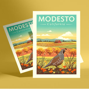 Vintag Modesto California Postkarte