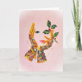 Vintag modische Frau Holly's Saison Dankeskarte