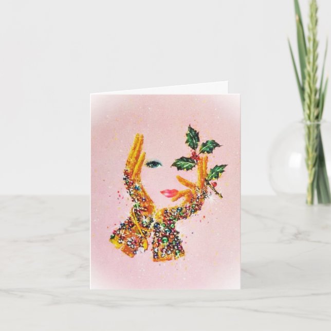 Vintag modische Frau Holly's Saison Karte (Vorderseite)