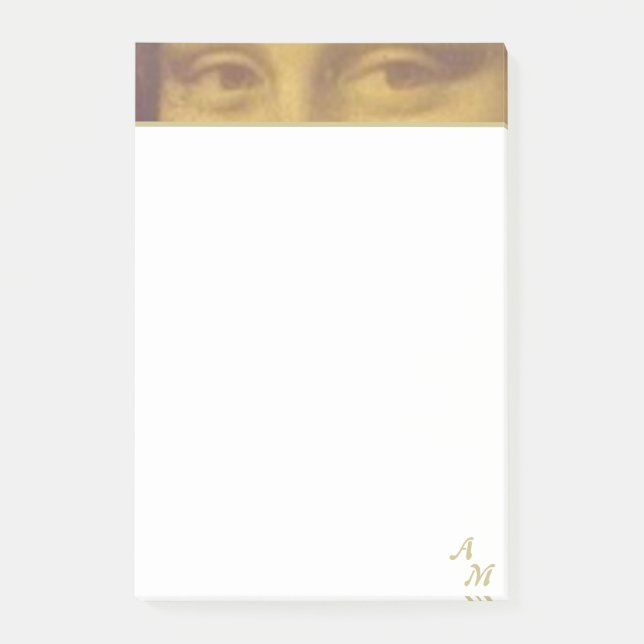 Vintag Mona Lisa Eyes & Monogram Post-it Klebezettel (Vorderseite)