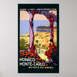 Vintag Monaco Monte Carlo Poster