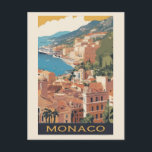Vintag Monaco Monte Carlo Postkarte<br><div class="desc">Jeder würde Liebe haben,  diese Vintage Postkarte der französischen Riviera mit einer Retro-Abbildung der Skyline von Monte Carlo in Monaco zu erhalten!</div>