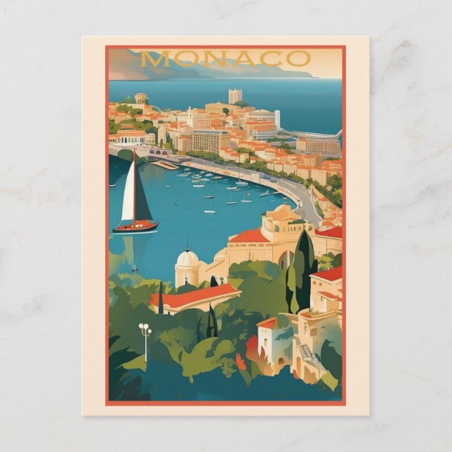 Vintag Monaco Monte Carlo Postkarte (Vorderseite)