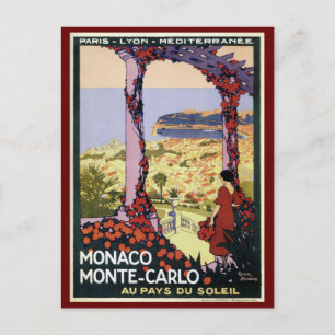 Vintag Monaco Monte Carlo Reisewerbung Postkarte
