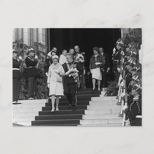 Vintag Monaco Prinz Albert und Prinzessin Grace Postkarte (Vorderseite)