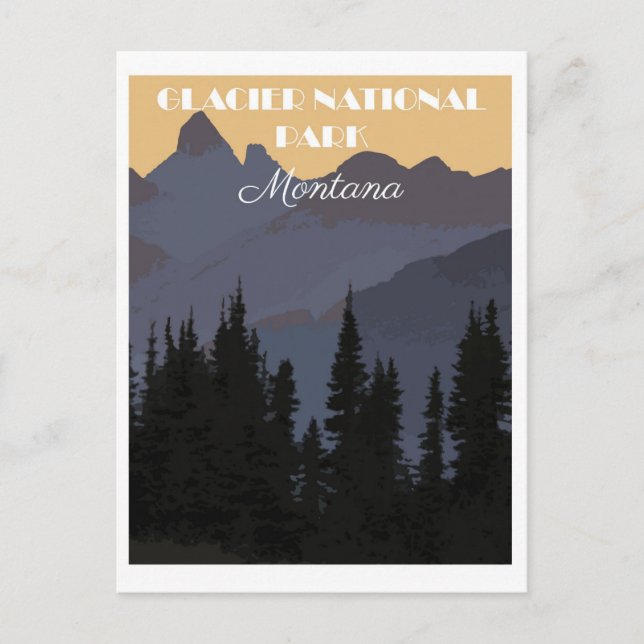 Vintag Montana Glacier Nationalparkreise Postkarte (Vorderseite)