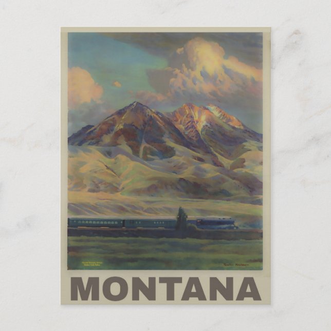 Vintag Montana Reise Postkarte (Vorderseite)