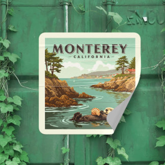 Vintag Monterey California Quadratischer Aufkleber