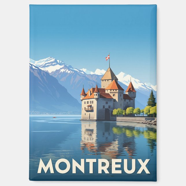 Vintag Montreux Schweiz Magnet (Vorderseite)