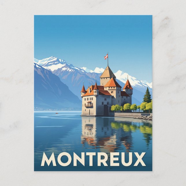 Vintag Montreux Schweiz Postkarte (Vorderseite)