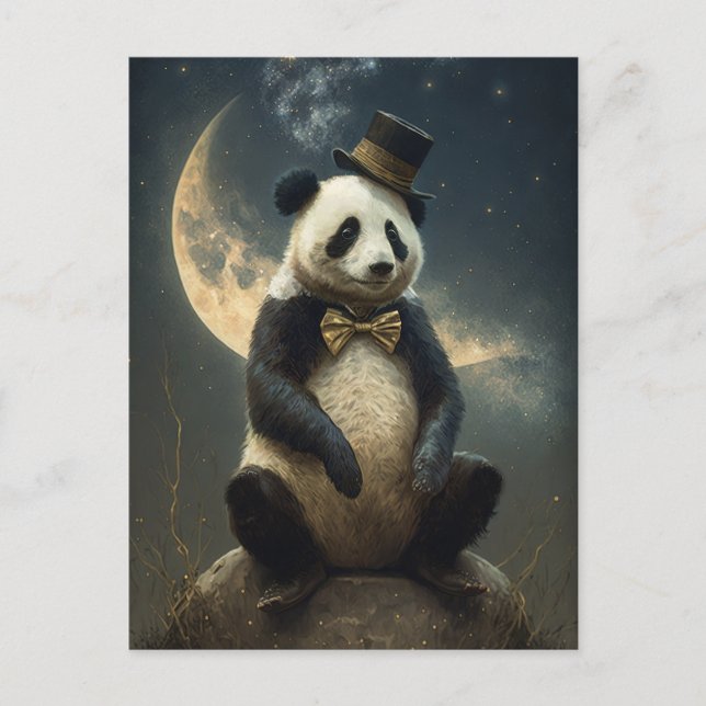 Vintag Moon Panda Bear Postkarte (Vorderseite)