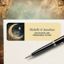 Vintag Moon, Sun, Stars Celestial Hochzeitadresse