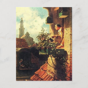 Vintag-Motiv-Dachfenster Postkarte