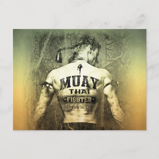 Vintag Muay Thai Fighter Postkarte (Vorderseite)