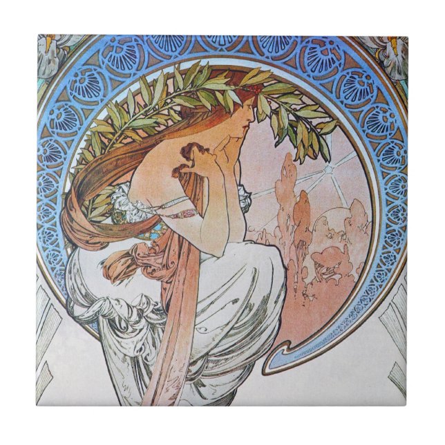 Vintag Mucha Art Fliese (Vorderseite)