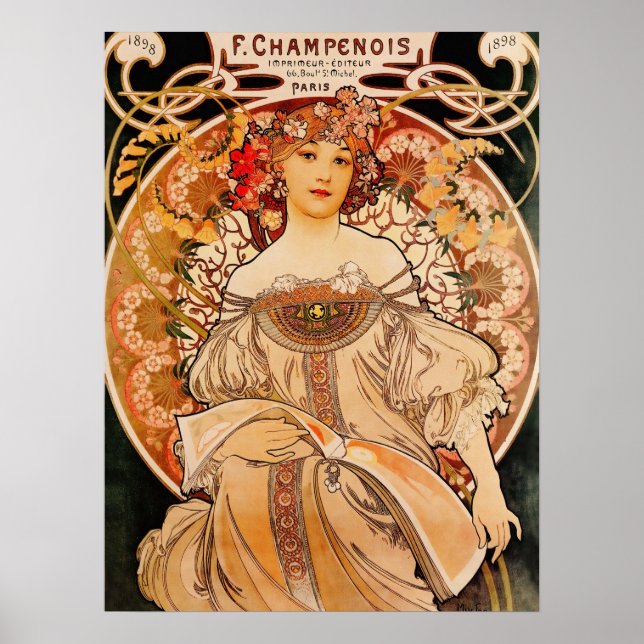 Vintag Mucha Art Nouveau Poster (Vorne)