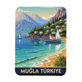 Vintag Mugla Turkey Travel Magnet