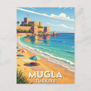 Vintag Mugla Turkey Travel Postkarte