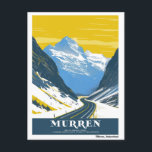 Vintag Murren, Schweiz Postkarte<br><div class="desc">Dieses Vintage-Reiseplakat erfasst die zeitlose Schönheit Murrens,  der Schweiz. Mit den majestätischen Eiger-,  Monch- und Jungfrau-Bergen ist es ein perfektes Stück für alle,  die Lieben,  die Schweiz oder Vintages Design lieben.</div>