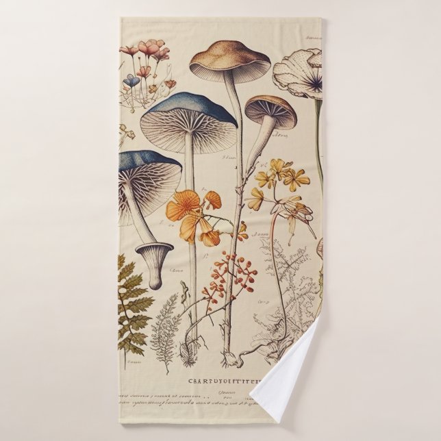 Vintag Mushroom Naturalist Badhandtuch Set (Badehandtuch)