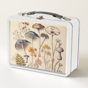 Vintag Mushroom Naturalist Burnt Orange Metall Brotdose