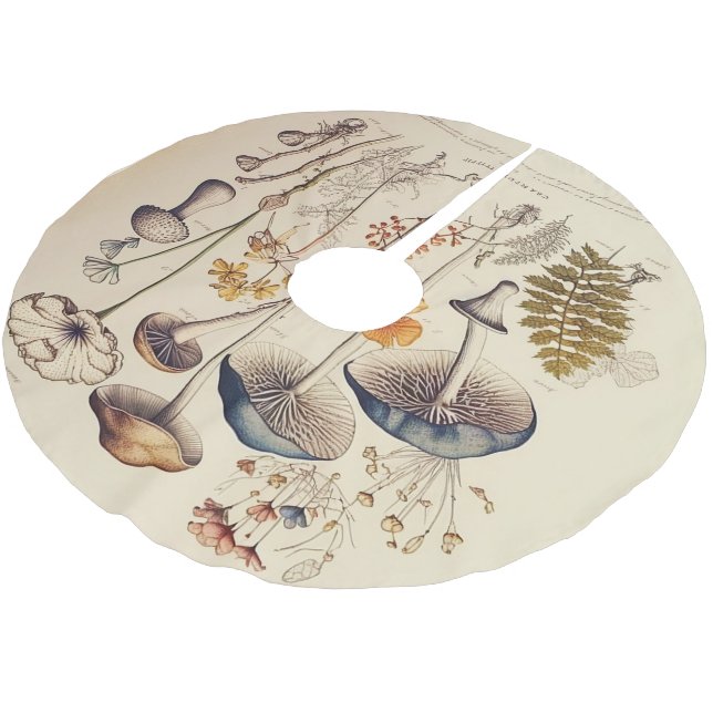 Vintag Mushroom Naturalist Polyester Weihnachtsbaumdecke (Schrägansicht)