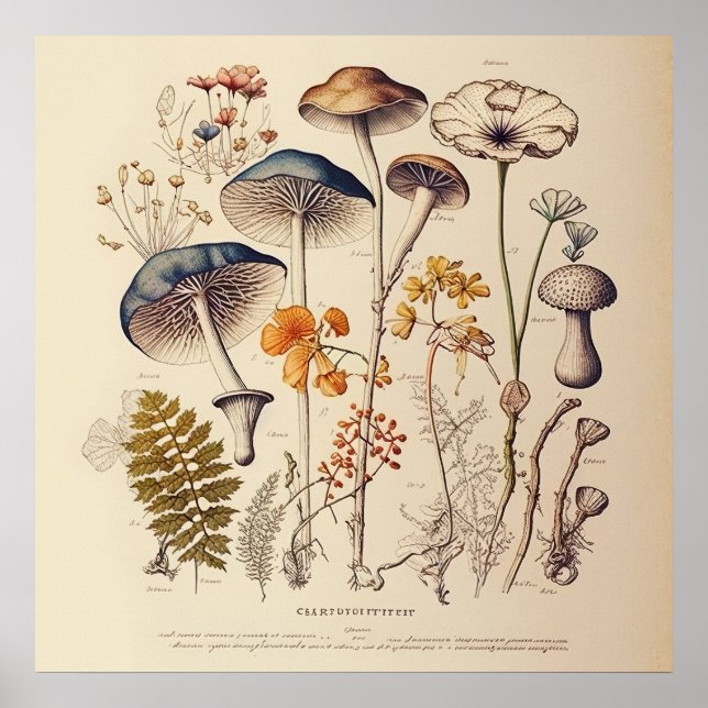 Vintag Mushroom Naturalist Poster (Vorne)