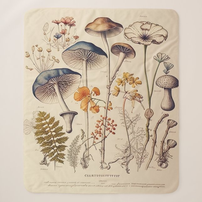 Vintag Mushroom Naturalist Sherpadecke (Vorderseite)