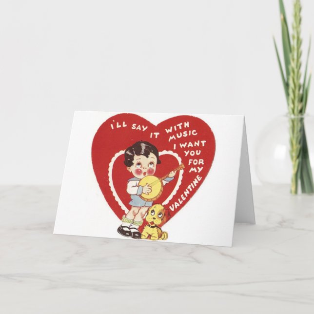 Vintag Music Valentine's Day Grußkarte Feiertagskarte (Vorderseite)