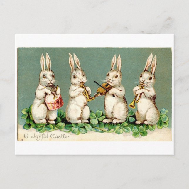 Vintag Musical Bunnies Postkarte (Vorderseite)