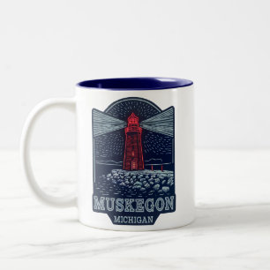 Vintag Muskegon Michigan Light House Zweifarbige Tasse