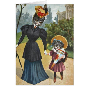Vintag - Mutter-u. Tochter-Katzen,