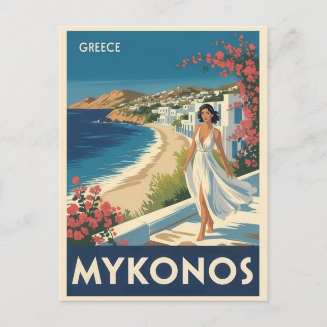 Vintag Mykonos Griechenland Griechenland Postkarte (Vorderseite)