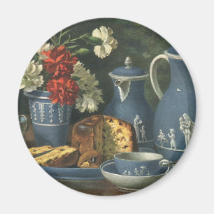 Vintag Nachmittags Kaffee, Kuchen, Tee und Blume Magnet