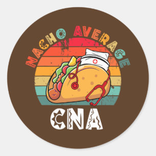 Vintag Nacho Average CNA Taco Stethoscope Cinco Runder Aufkleber