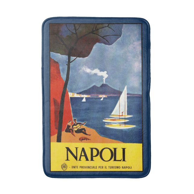 Vintag Napoli Neapel Italien Reiseplanetaste Badematte (Vorderseite Vertikal)