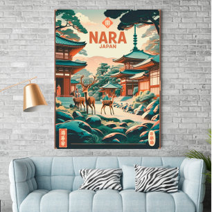 Vintag Nara, Japan - Retro Travel Poster