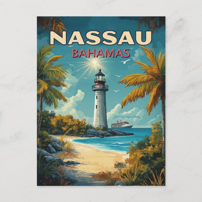 Vintag Nassau Bahamas Postkarte (Vorderseite)