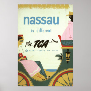 Vintag Nassau Bahamas Travel Poster