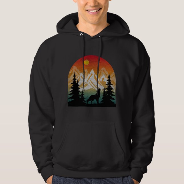 Vintag Nature Wolf Hoodie (Vorderseite)